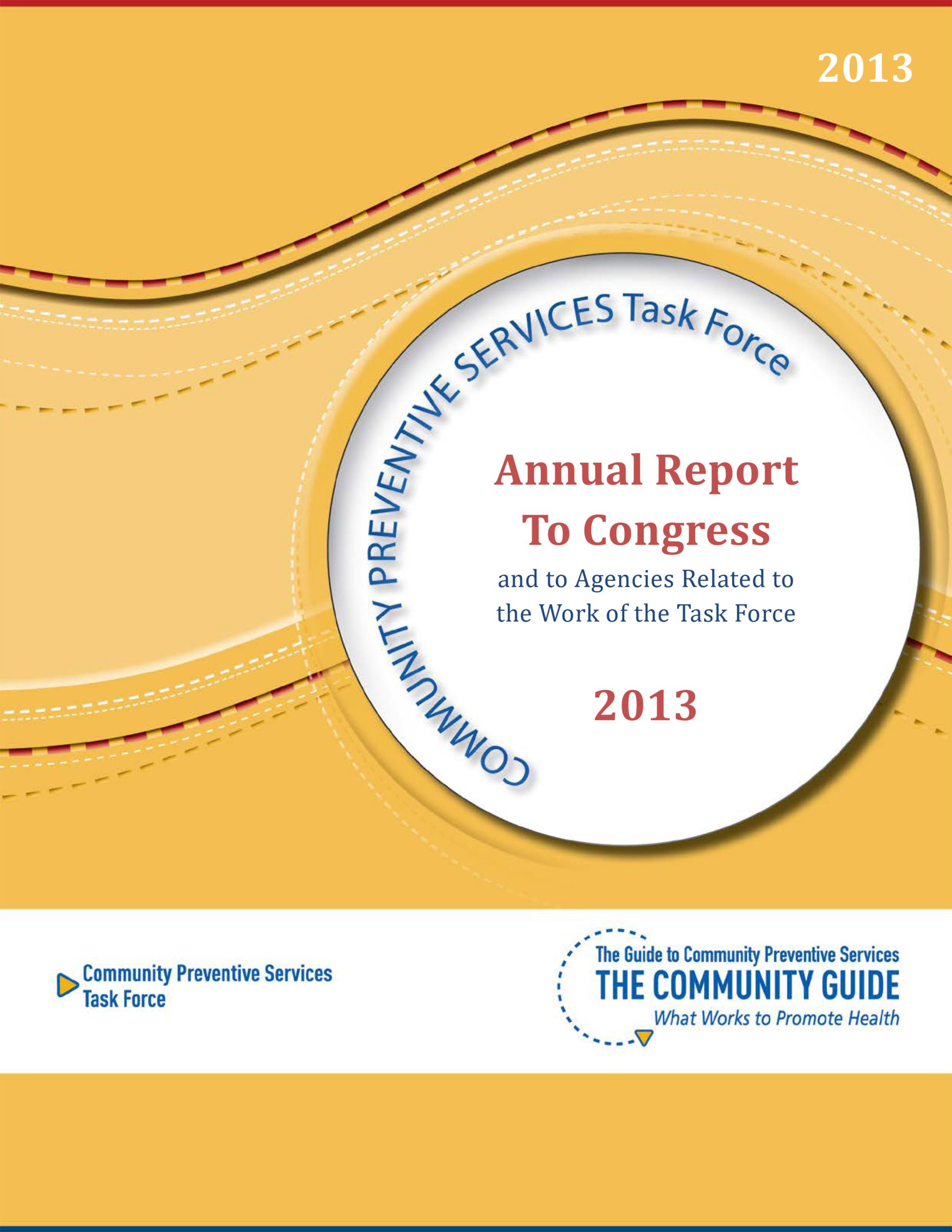 The cover of the 2013 CPSTF Annual Report to Congress